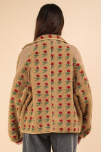 Load image into Gallery viewer, Tan Sherpa Floral Jacket
