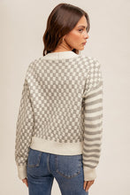 Load image into Gallery viewer, Grey Stripe + Check Cardi
