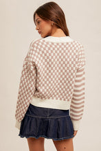 Load image into Gallery viewer, Mauve Stripe + Check Cardi
