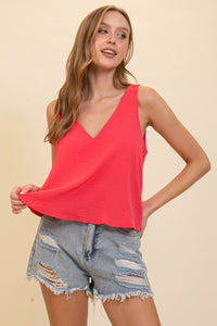 Coral V-Neck Tank