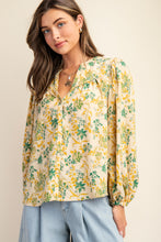 Load image into Gallery viewer, Sunshine + Kelly Green Floral Top
