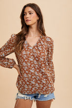 Load image into Gallery viewer, Rust Swiss Dot Floral Top
