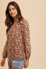 Load image into Gallery viewer, Rust Swiss Dot Floral Top
