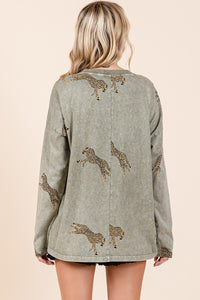 Sage Washed Leopard Top