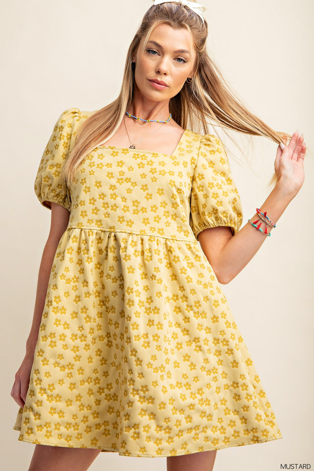 Mustard Daisy Babydoll Dress