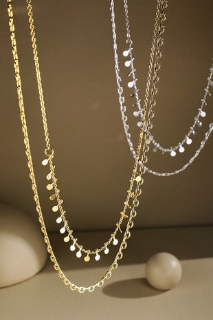 Gold Disc Layered Necklace
