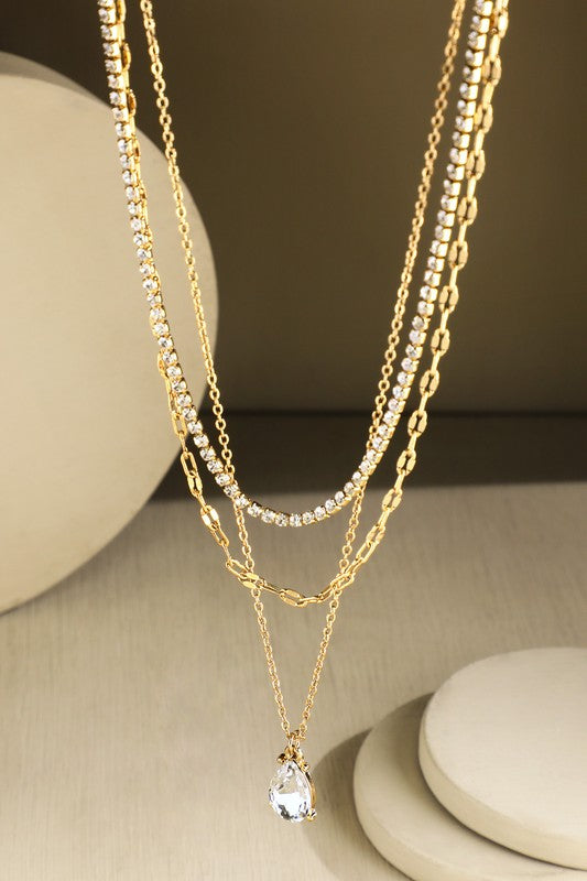 Gold Teardrop Layered Necklace