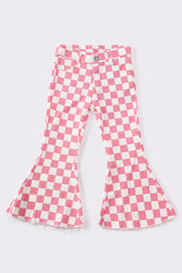 Pink Checkered Flares - Kids