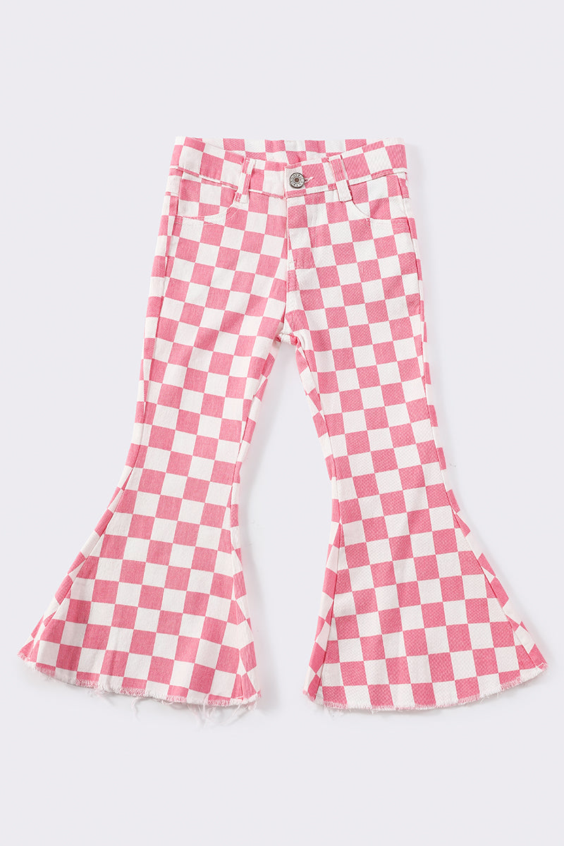 Pink Checkered Flares - Kids