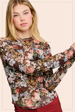 Load image into Gallery viewer, Black Floral Mesh Top
