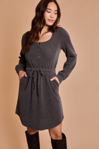 Charcoal Ribbed Mini Dress