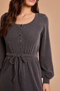 Charcoal Ribbed Mini Dress