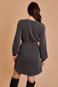 Charcoal Ribbed Mini Dress