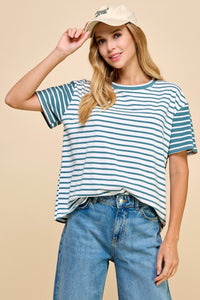 Seafoam Mixed Stripe Tee