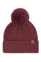 Load image into Gallery viewer, Woven Checkered Pom Hat
