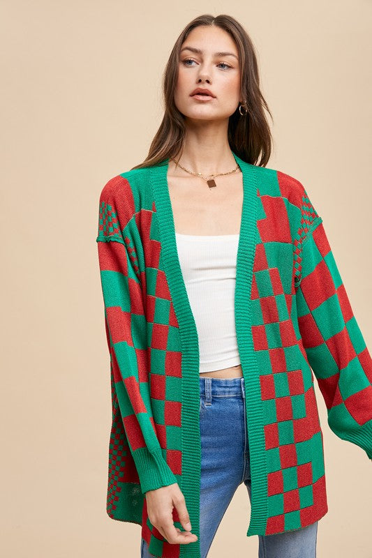 Christmas Checkered Cardi