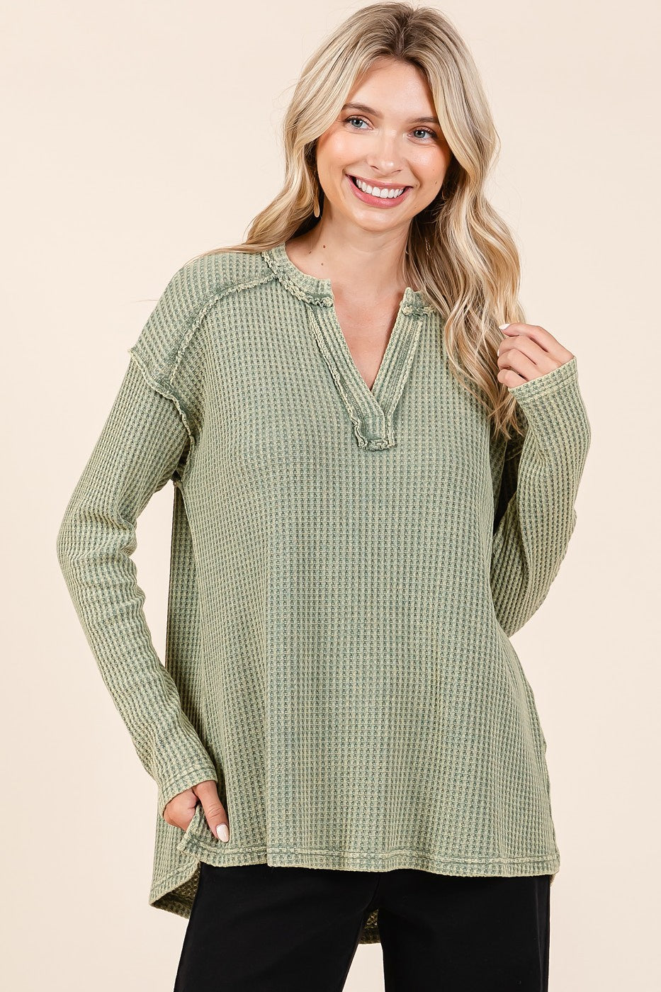 Olive Waffle Top