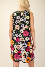 Load image into Gallery viewer, Black Embroidered Floral Dress

