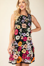 Load image into Gallery viewer, Black Embroidered Floral Dress
