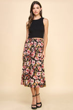 Load image into Gallery viewer, Black Floral Midi Skirt

