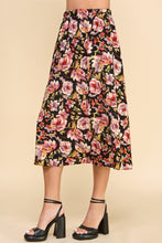 Load image into Gallery viewer, Black Floral Midi Skirt
