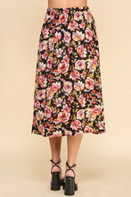 Load image into Gallery viewer, Black Floral Midi Skirt
