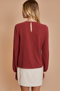 Marsala Ruched Shoulder Top