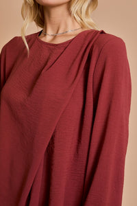 Marsala Ruched Shoulder Top