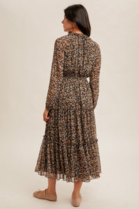 So Golden Ditsy Print Dress