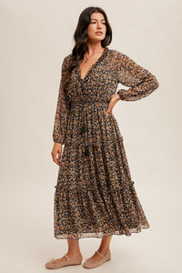 So Golden Ditsy Print Dress