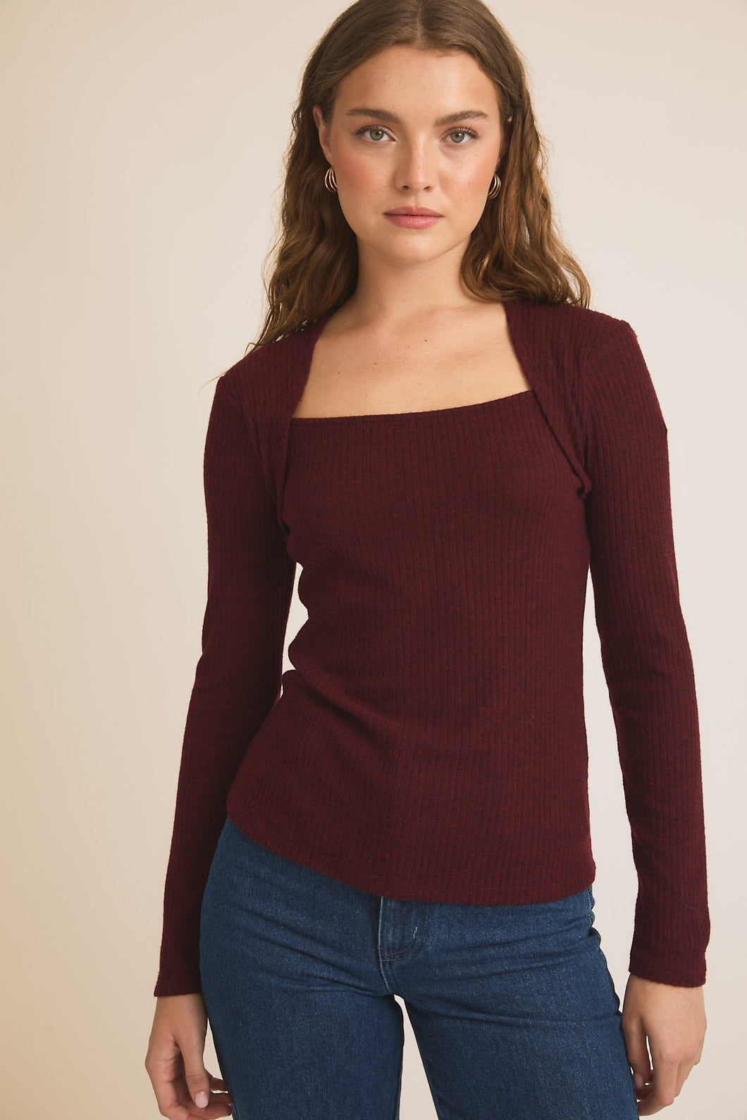 Merlot Shoulder Detail Top