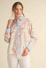 Load image into Gallery viewer, Rust + Blue Floral Button Top
