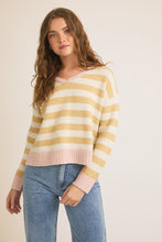 Load image into Gallery viewer, Pink + Yellow Striped Sweater
