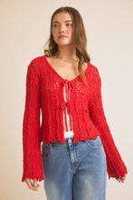 Load image into Gallery viewer, Red Tie Front Cardi
