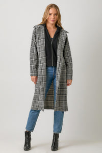 B+W Plaid Hooded Jacket