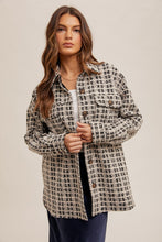 Load image into Gallery viewer, Black Plaid Boucle Shacket
