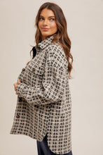 Load image into Gallery viewer, Black Plaid Boucle Shacket
