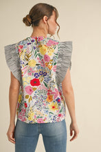 Load image into Gallery viewer, Floral Tank w/Black Ruffle Trim
