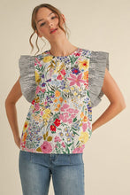 Load image into Gallery viewer, Floral Tank w/Black Ruffle Trim
