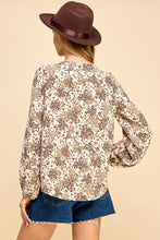 Load image into Gallery viewer, Cream + Brown Floral Top
