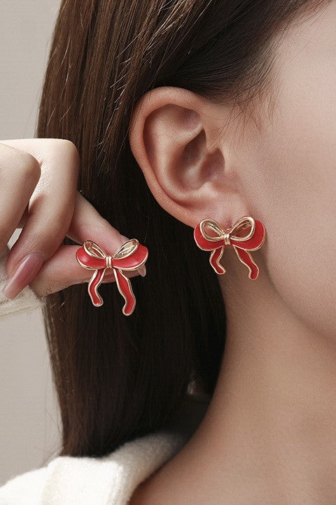 Red Bow Earrings