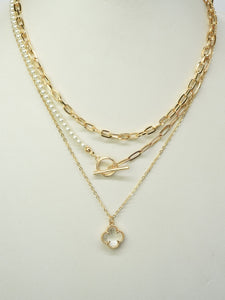 Gold Pearl Layered Necklace