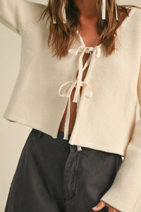 Beige Tie Front Cardi