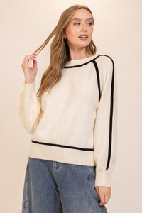 Ivory + Black Trim Sweater