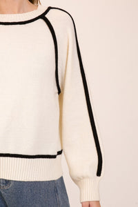 Ivory + Black Trim Sweater