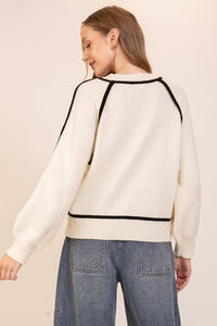 Ivory + Black Trim Sweater