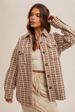 Load image into Gallery viewer, Coffee Boucle Plaid Shacket
