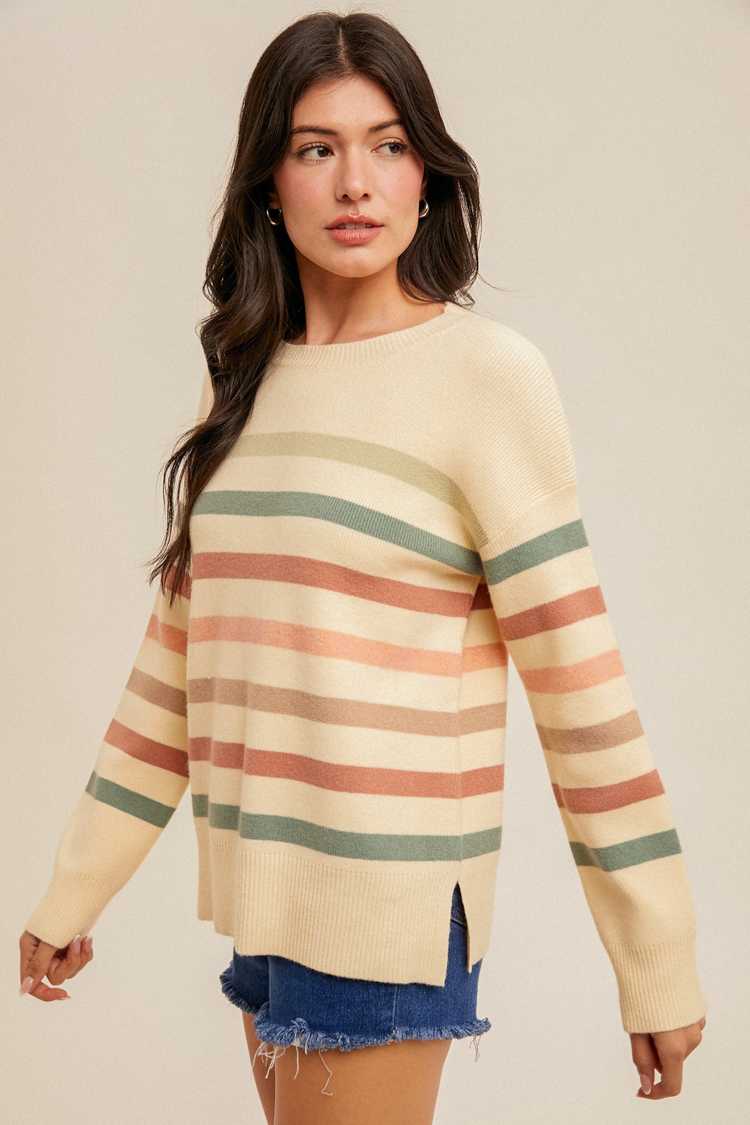 Cream Muted Stripe Sweater