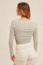 Load image into Gallery viewer, Heather Grey Ruched Bodysuit
