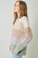 Load image into Gallery viewer, Pastel Blocked Pointelle Sweater
